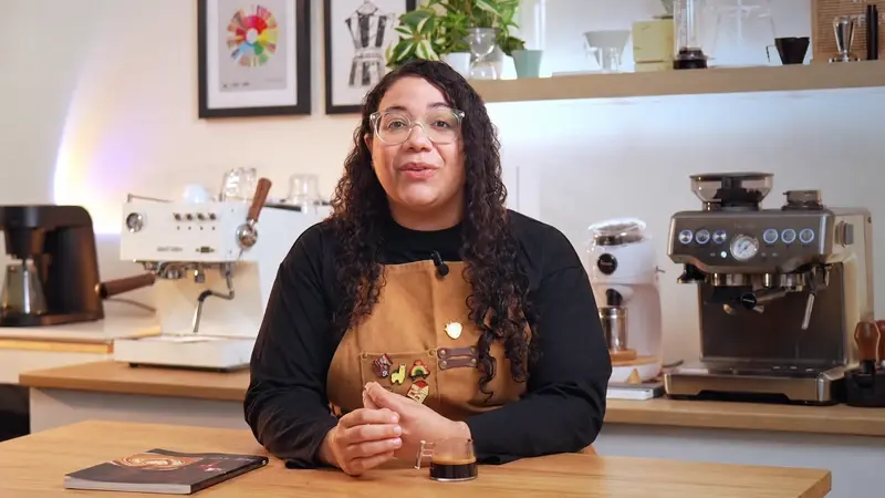 Liz introducing the course at her coffee counter